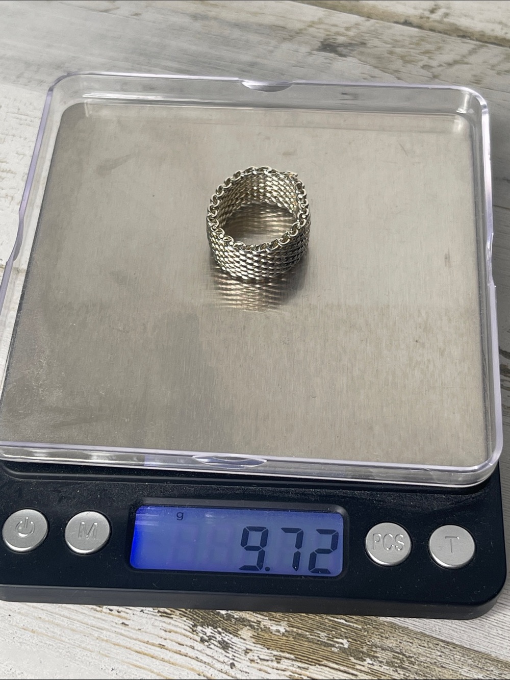 Tiffany & Co. Somerset Wide Mesh Ring Sterling Silver 925 - Picture 6 of 6